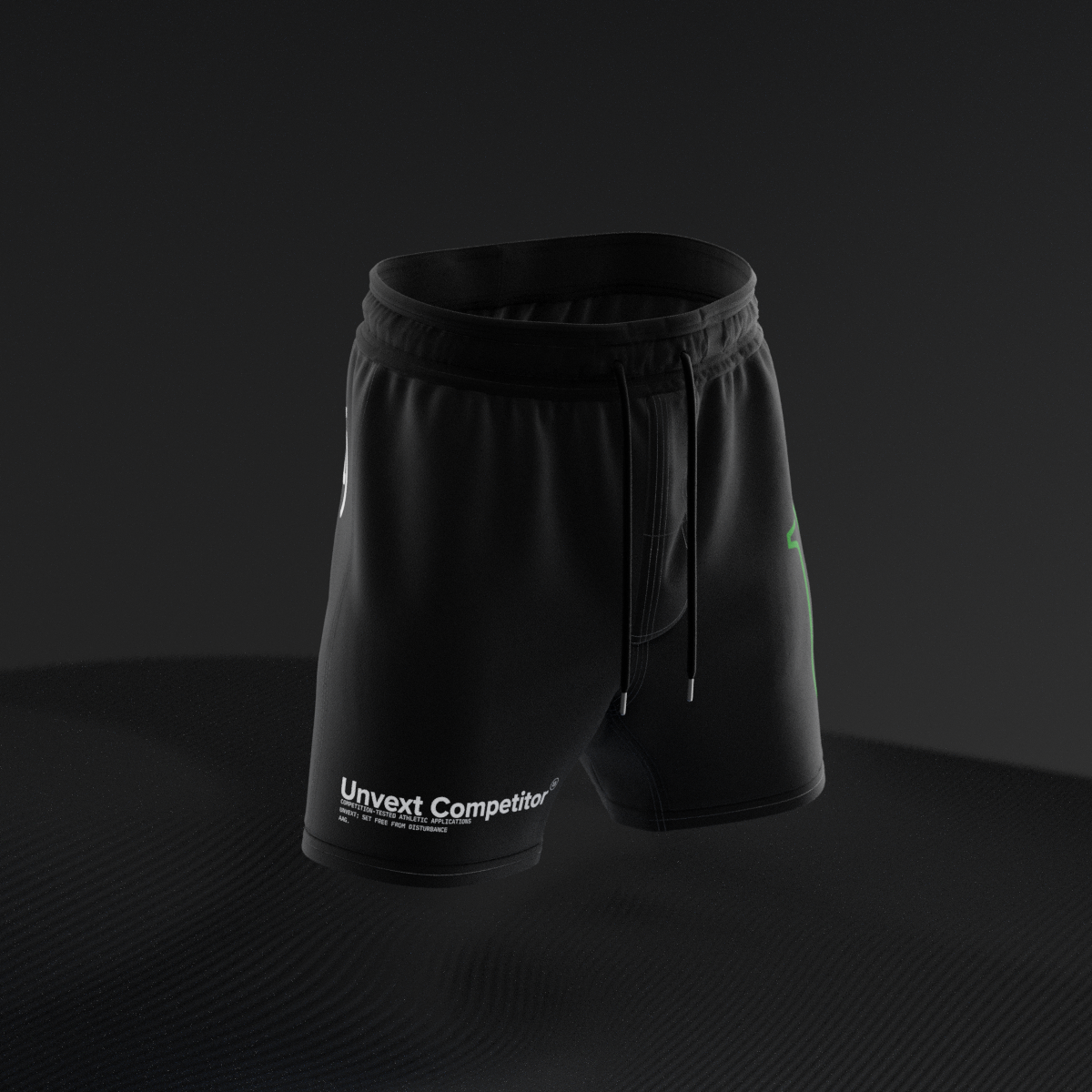 Green Ranked Combat Shorts, front three-quarter view