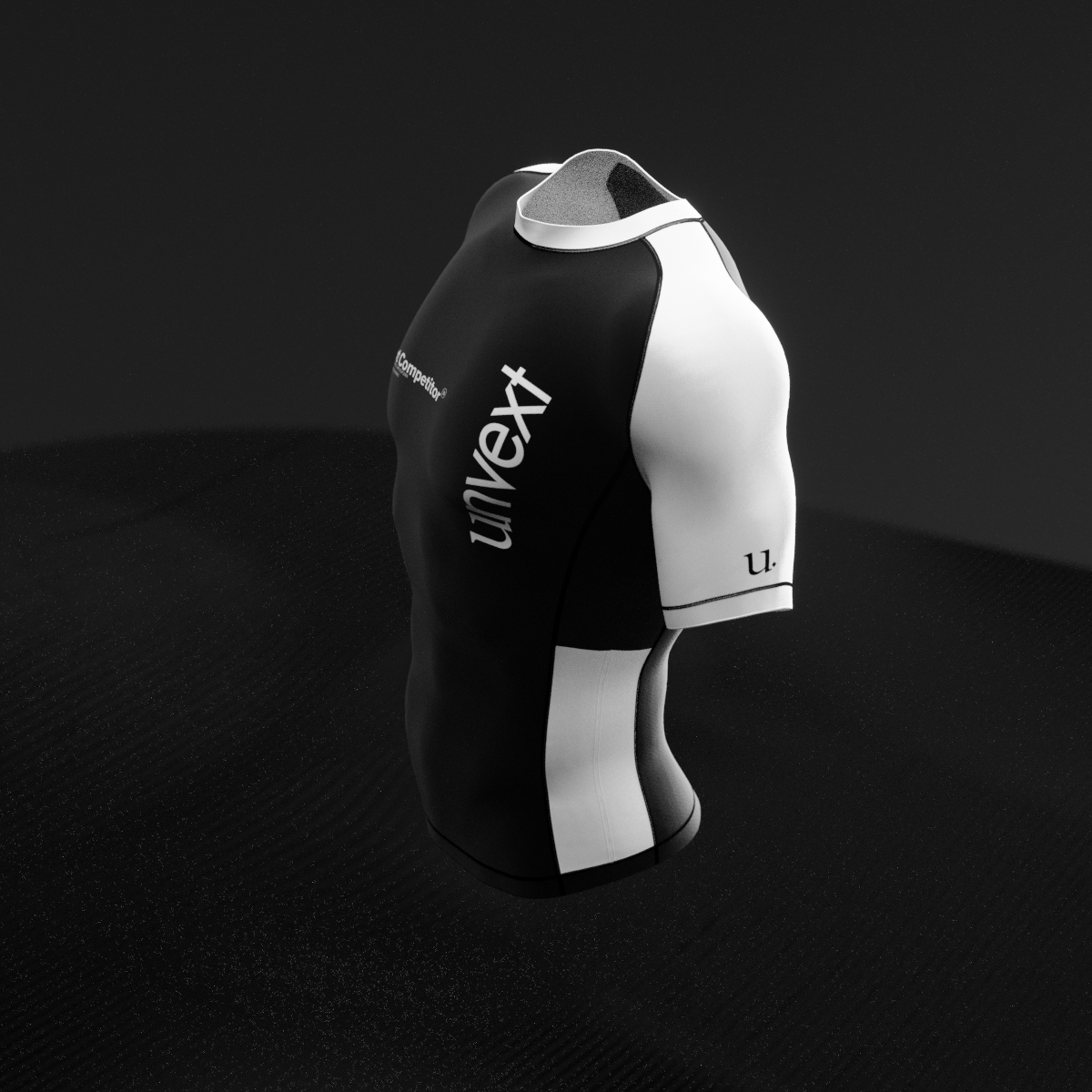 White Ranked Rashguard, rear view showing the white shoulder and side panelling