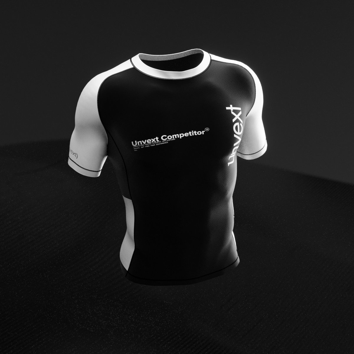 White Ranked Rashguard, side profile showing flatlock seams and sleeve mark
